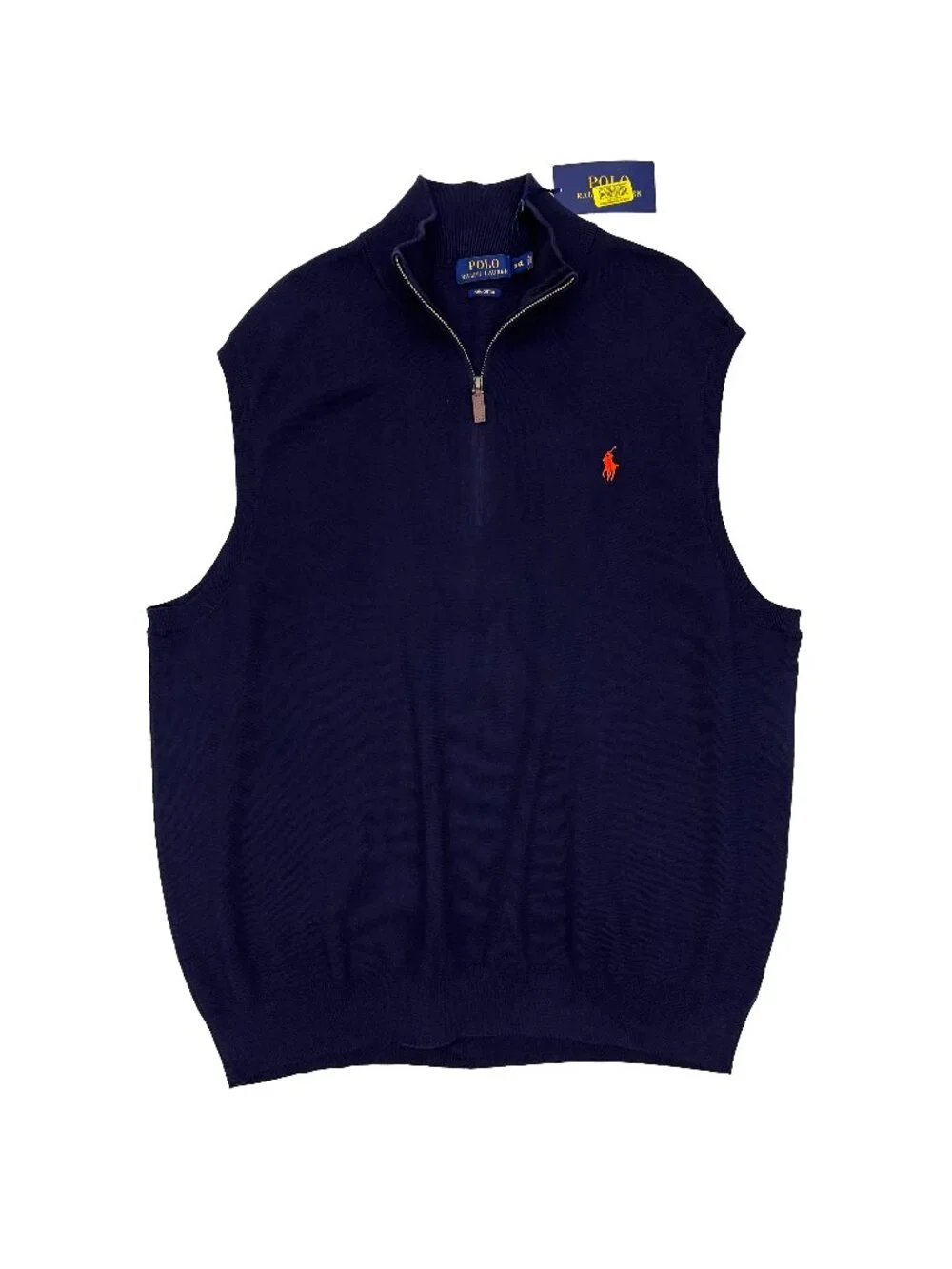 Polo Ralph Lauren NEW NWT Midnight Blue Pima Cotton Zip Sweater Vest Mens XXL